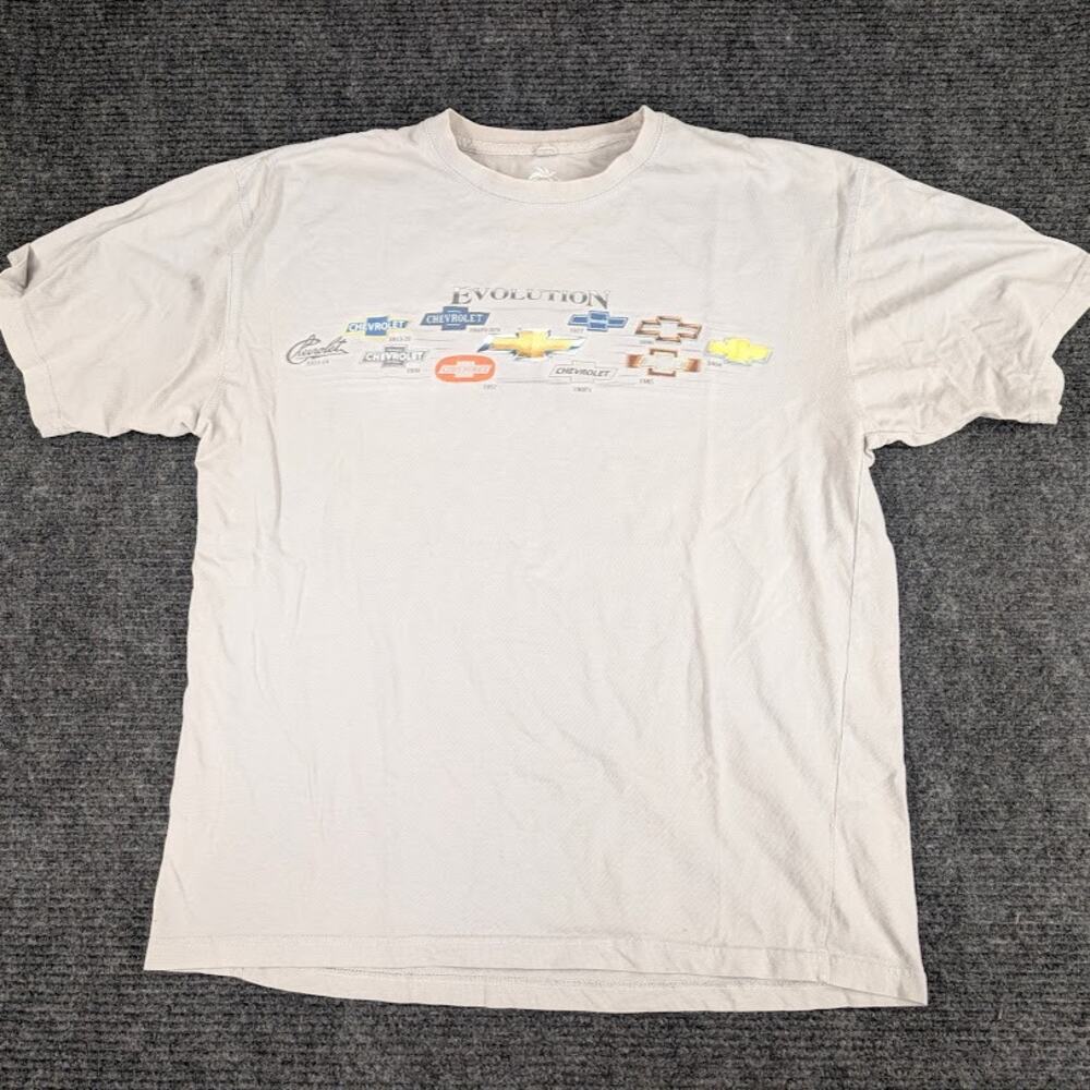 Chevy Evolution Newport Blue Graphic Tee Men's XL Beige